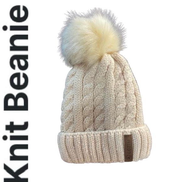 Woman’s Puff Fur Hand Knitted Beanie - Picture 2 of 11